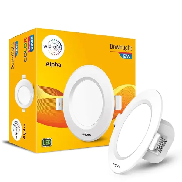 Wipro Garnet 12W Round Downlight for Junction Box Cool White 6500K , Glare-Free Design Recessed Downlighter for False Ceiling