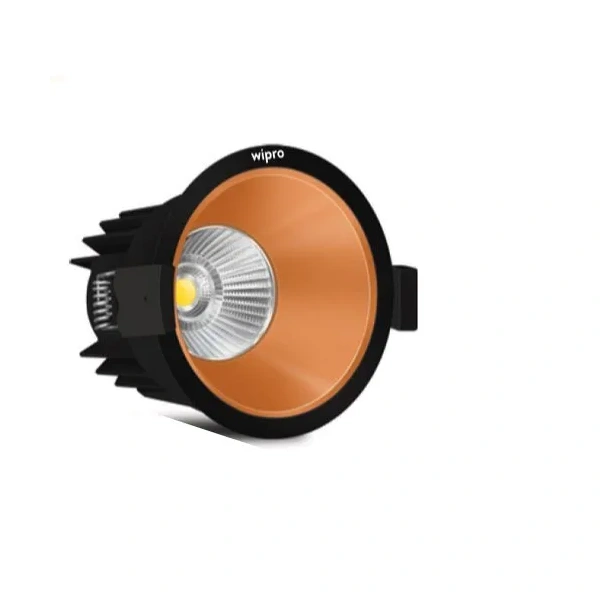 Wipro Garnet 15W Trimless Gold COB LED Light Neutral White 4000K , 1230 Lumens 38 Beam Angle, 75mm Cutout Aluminium PDC Heat