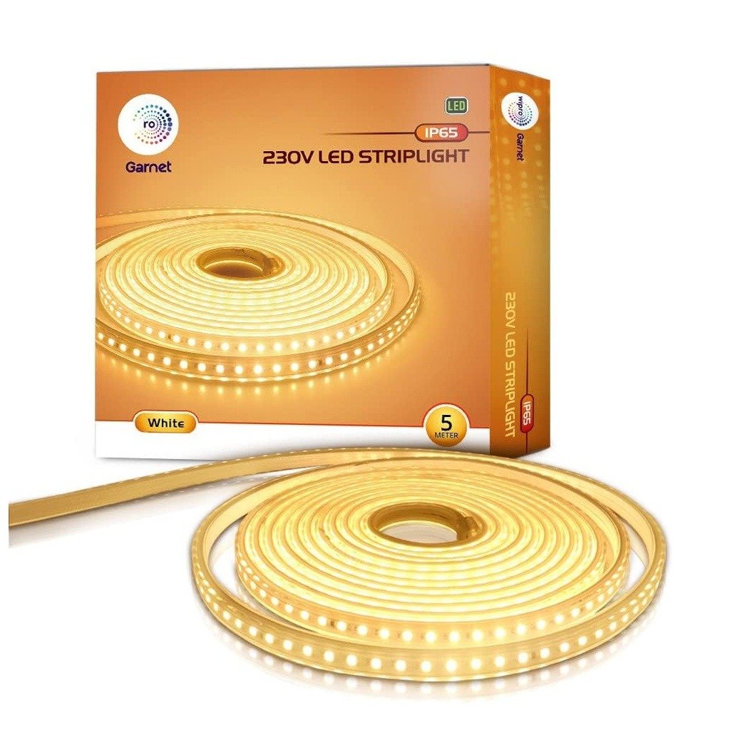 Wipro Garnet 50W 5 Meters LED Strip Light, 120 LEDs mtr, Warm White 2700K, IP65 Waterproof, Flexible Rope Light for Outdoor I