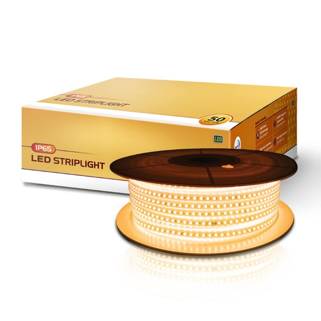 Wipro Garnet 50M LED Strip Light, 120 LEDs mtr, Warm White 2700K, IP65 Waterproof, Flexible Rope Light for Outdoor Indoor Dec