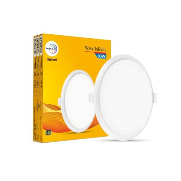 Wipro Garnet 10W Round LED Wave Infinity Panel Cool White Light 6500K Rimless Ultra-Slim Design for False Ceiling Recessed Do