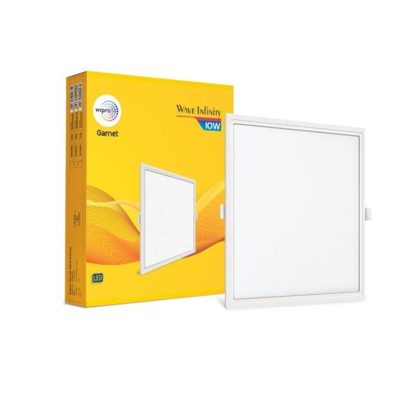 Wipro Garnet 10W Square LED Wave Infinity Panel Cool White Light 6500K Rimless Ultra-Slim Design for False Ceiling Recessed D