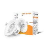 Wipro Garnet 6W Round LED Wave Spotlight Cool White 6500K , 480 Lumens 60 Beam Angle, 75mm Cutout Adjustable Design, Recessed