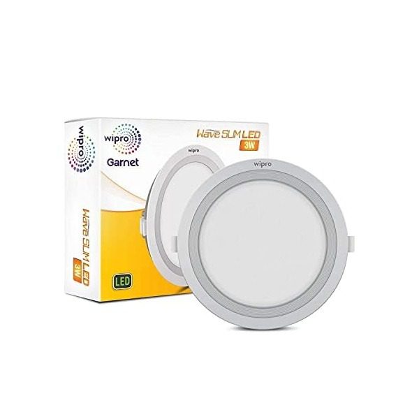 Wipro Garnet 6W Round LED Wave Panel Light Warm White Light 2700K Ultra-Slim Design Recessed Down Light for False Ceiling 80m