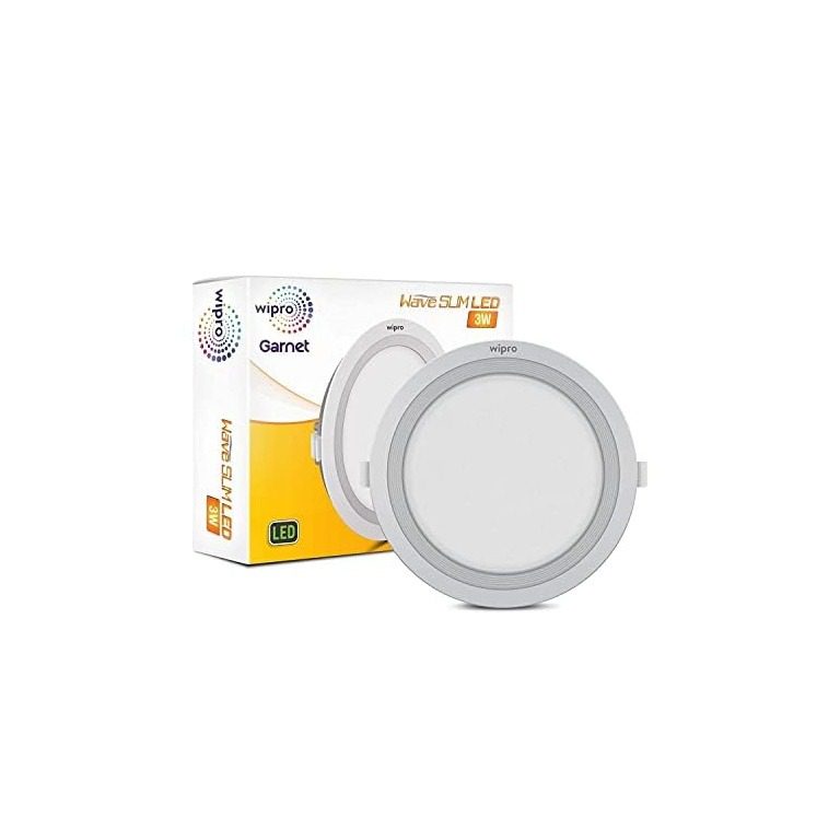 Wipro Garnet 6W Round LED Wave Panel Light Warm White Light 2700K Ultra-Slim Design Recessed Down Light for False Ceiling 80m