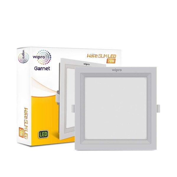 Wipro Garnet 20W Square LED Wave Panel Light Cool White Light 6000K Ultra-Slim Design Recessed Down Light for False Ceiling 2