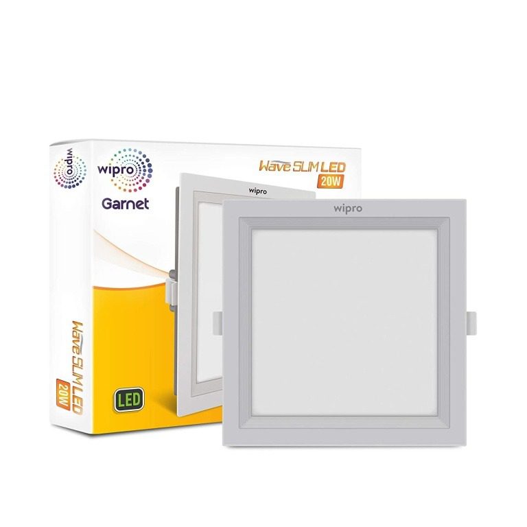 Wipro Garnet 20W Square LED Wave Panel Light Cool White Light 6000K Ultra-Slim Design Recessed Down Light for False Ceiling 2