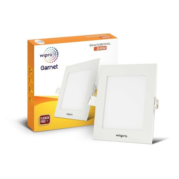 wipro Garnet 24W Square LED Slim Plus Panel Coolwhite Light 6500K Ultra-Slim Design Aluminium Housing Flicker Free Design Rec