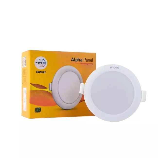 DJ41565 Wipro Garnet 15W Round LED Alpha Panel Cool White Light 6500K Recessed Down Light for False Ceiling 153mm Cutout Pack of 1 Mo