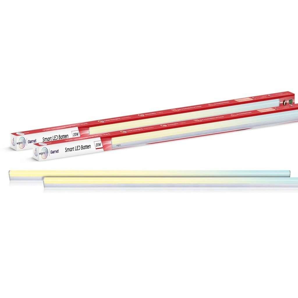 Wipro 20W CCT Smart Wi-Fi LED Batten 1136mm Length, Adjustable Color Temperature Energy-Efficient, Smart Lighting Solution Mo