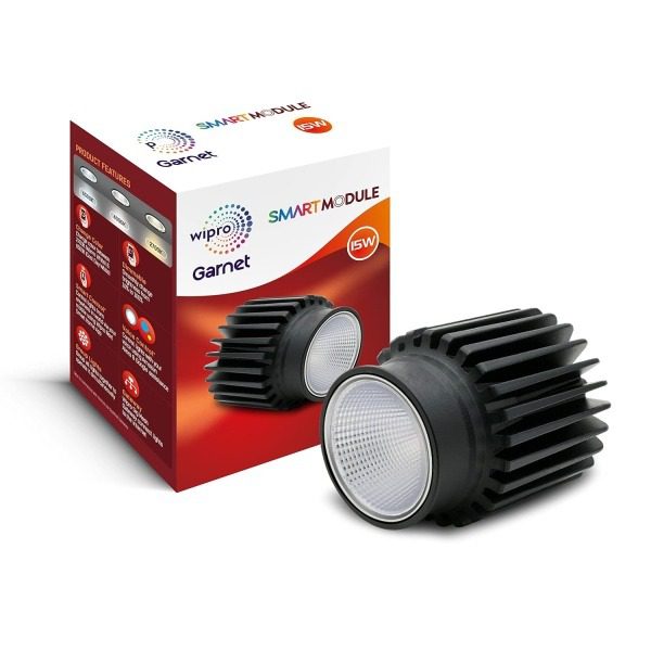 Wipro 15W CCT Smart Module COB Spotlight, 1200 Lumens, 25 Beam Angle, Trimless Round Black Downlight, Ceiling Light for Homes