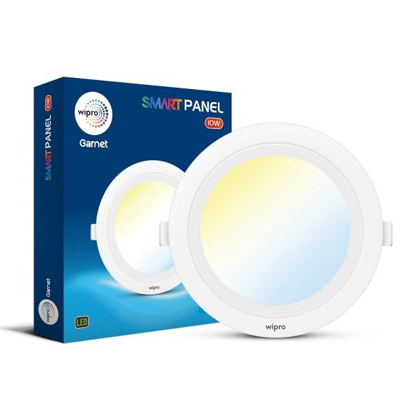 Wipro Garnet 10W Smart Panel Ceiling Light, CCT White Tuneable Dimmable, Bluetooth Control, Alexa Google Assistant Compatible