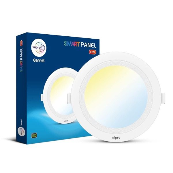 Wipro Garnet 15W Smart Panel Ceiling Light, CCT White Tuneable Dimmable, Bluetooth Control, Alexa Google Assistant Compatible