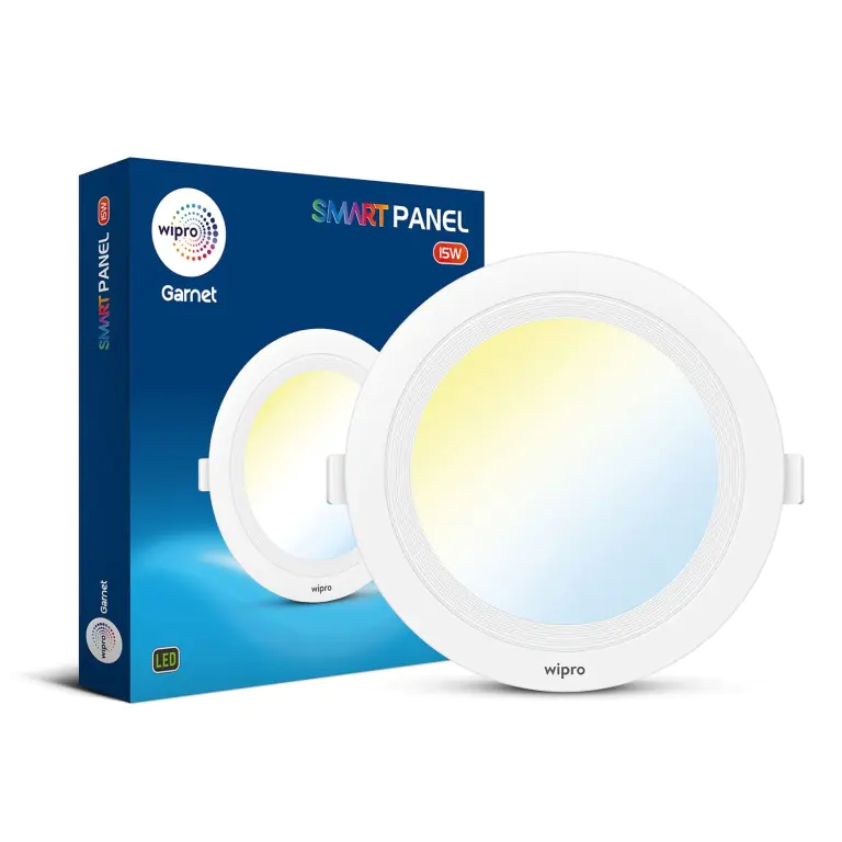Wipro Garnet 15W Smart Panel Ceiling Light, CCT White Tuneable Dimmable, Bluetooth Control, Alexa Google Assistant Compatible