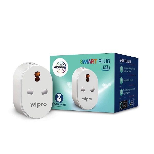 Wipro 16A Wi-Fi Smart Plug with Energy Monitoring, Suitable for Large Appliances Geysers, Microwave Ovens, ACs , Works with A