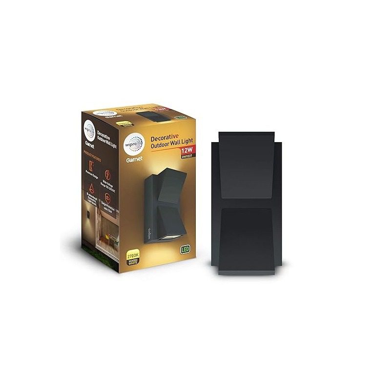 Wipro Garnet 2x6W LED Outdoor Wall Light, Warm White 2700K , Dimension 81x66x142 mm, White, Model DW11227 dw