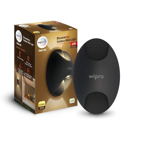 Wipro Garnet 2x3W LED Outdoor Wall Light, Warm White 2700K , Dimension 100x78x161 mm, White, Model DW30627 dw