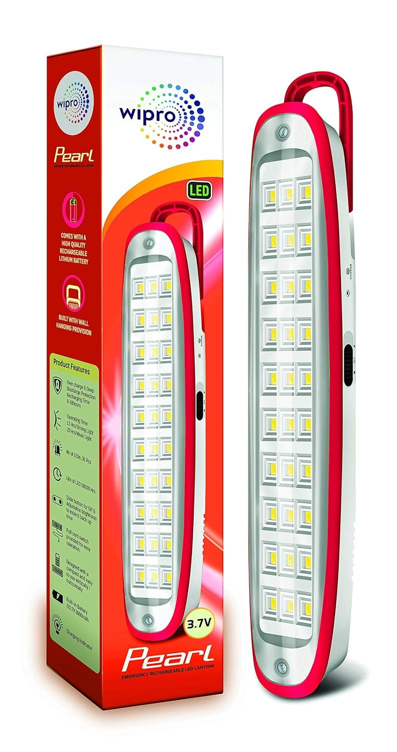 E10007 Wipro Pearl Rechargeable Emergency LED Lantern RED , Input Voltage 230V 50Hz AC, Model E10007 e