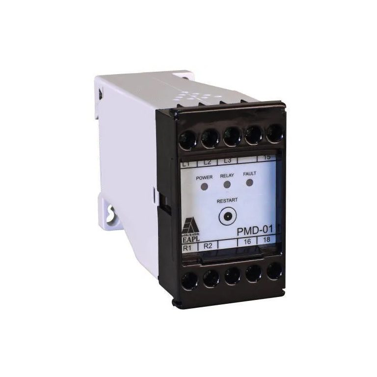 PMD-01a Rly2C 0 Phase fail, reverse, unbalance, UV V2.0, Phase Monitoring Device SelfPwrd,3P3W, DinRail Mount TDT Factoryset