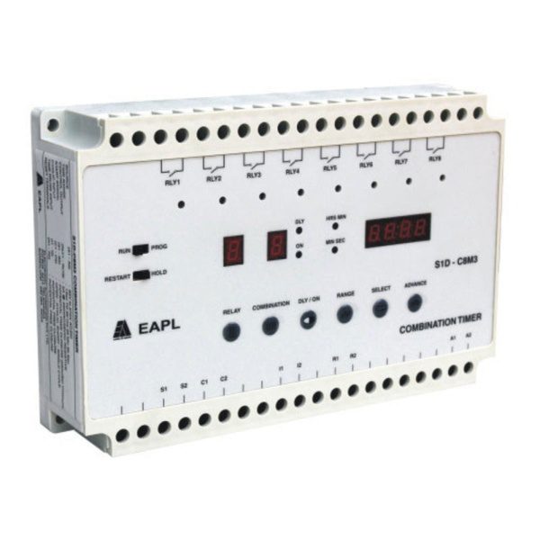 S1DC8-M3 8 Channel timer, Combination timer, 1Rly 1C-NO per chnl EAPL eapl s1dc8 m3 combination timer voltkart voltkart voltk