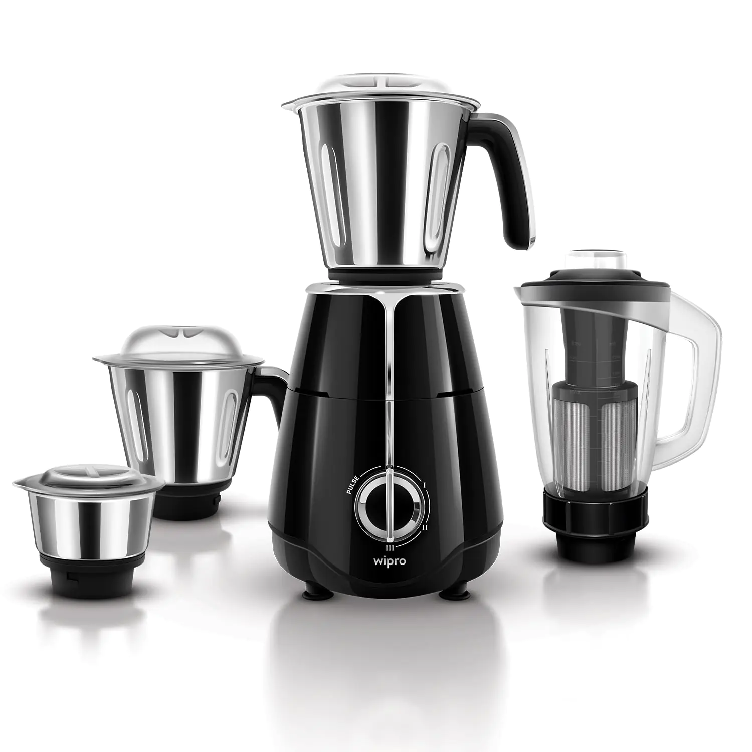 Wipro Elato FMG206 1000 Watt Mixer Grinder with 4 Jars,Heavy Duty 100 Copper Motor,Superfast Grinding,Stone Pounding Blade fo