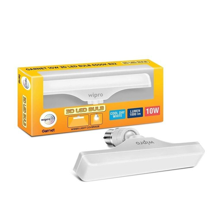 Wipro 10W 3D LED Bulb Cool White 6500K , 1000 Lumens, B22 Base Energy-Efficient Long-Lasting Lighting Solution Model N11011 n