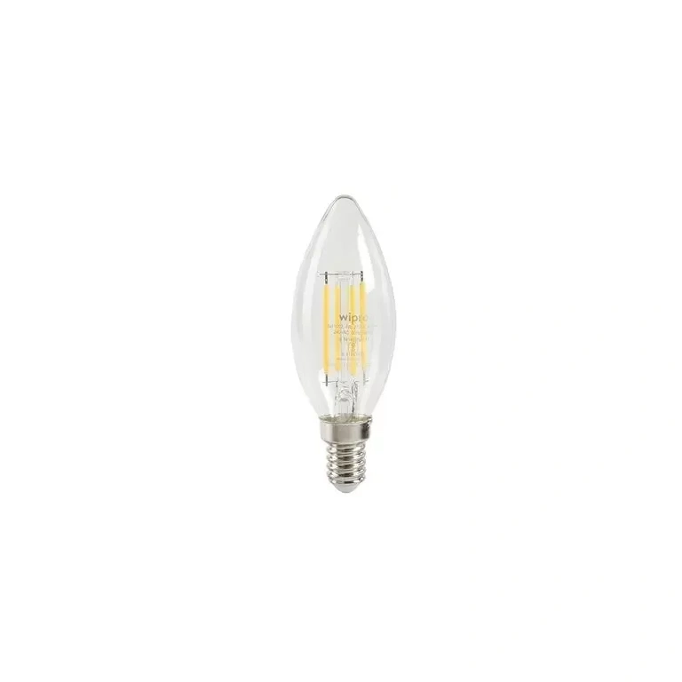 Wipro Garnet 4W Filament Candle LED Bulb Warm White 2700K , E14 Base Decorative Energy-Efficient Bulb with In-Built Surge Pro