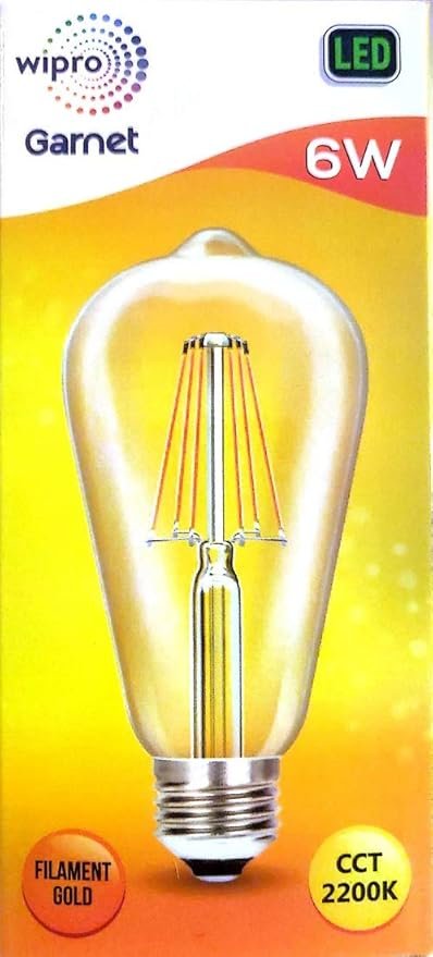 N62003 wipro 6-Watts Filament ST64 E27 LED Yellow Bulb MODEL N62003 n