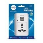 Wipro Multiplug with 3 Pin Universal Socket 2 USB Ports for Charging, Power Supply Indicator, Surge Protection, Compact Light