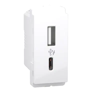 P7003 USB Charger, Livia, A C type, 1 module, 2.4A, 220-240V, white Schneider Electric p