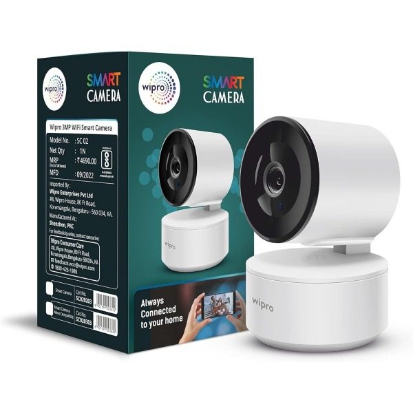 wipro Smart Wireless Security Camera 3 MP 1296p Full HD AI Powered Motion Detection Infrared Night Vision 360 Panorama Two-Wa