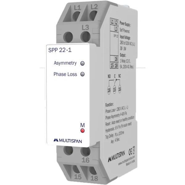 SPP-22-1 Single Phase preventor VOLTAGE CURRENT PROTECTION RELAY DIN RAIL 90 X 22.5 X 67.5 MULTISPAN spp 22 1