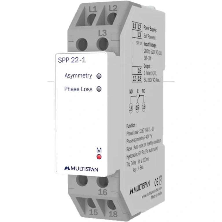 SPP-22-1 Single Phase preventor VOLTAGE CURRENT PROTECTION RELAY DIN RAIL 90 X 22.5 X 67.5 MULTISPAN spp 22 1