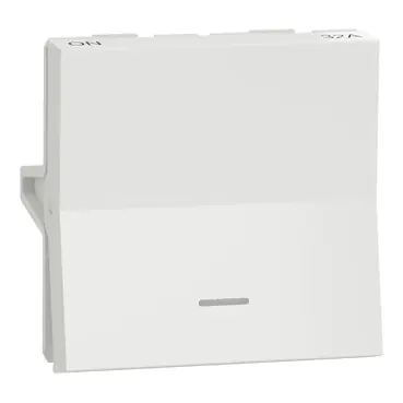 UNS32DP2M WE Switch, Unica Pure, with indicator, 2-pole 1-way, 32A, 2 modules, pillar terminals, white Schneider Electric uns