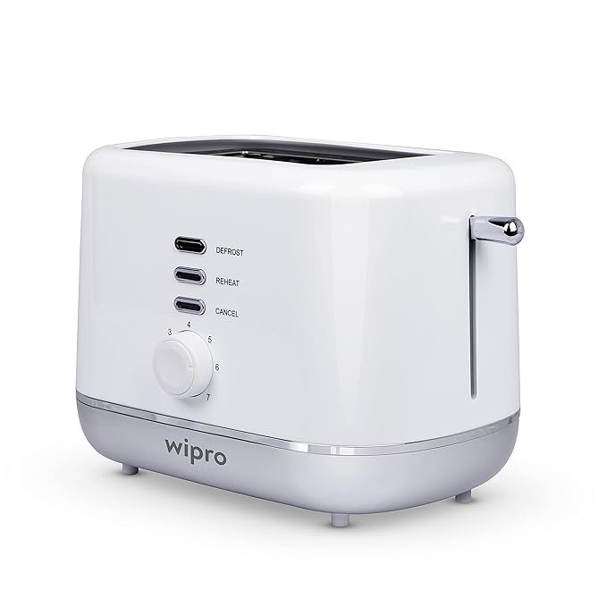 Wipro Vesta Bread Toaster 800 Watts Auto Pop up with Removable Crumb Tray, 7 Browning Levels with Defrost and Pre Heat Functi