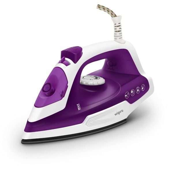 Wipro Vesta 1380 watts Mini Plastic Steam Iron for Travel,Smart light sensor, 200ml Water Tank, Self Cleaning, 16g min Steam,