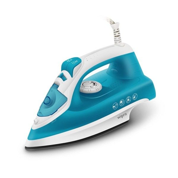 Wipro Vesta 1380 watts Mini Plastic Steam Iron for Travel,Smart light sensor, 250ml Water Tank, Self Cleaning, 20g min Steam,