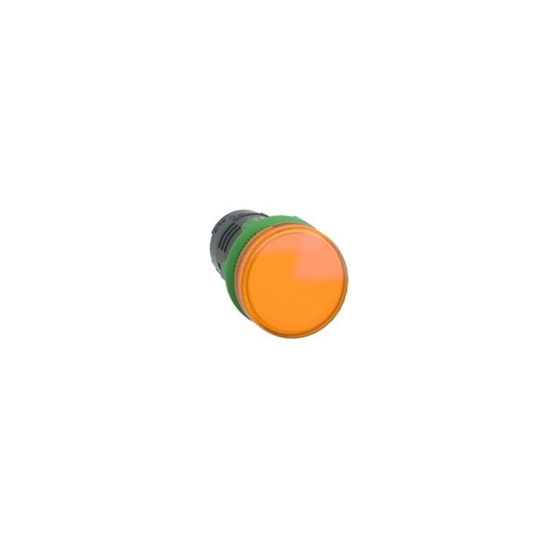 XB5EVB5 Monolithic pilot light, Harmony XB5, grey plastic, orange, 22mm, universal LED, plain lens, 24V AC DC Schneider Elect