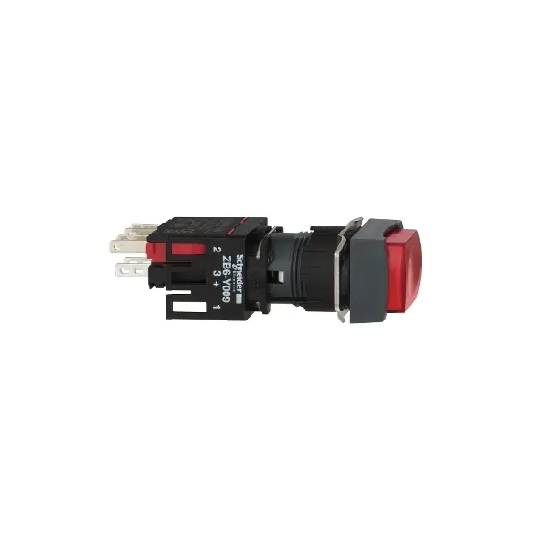 XB6CE4B2B red square projecting complete illum pushbutton Ø16 spring return 1NC 12 24V Schneider Electric xb6ce4b2b