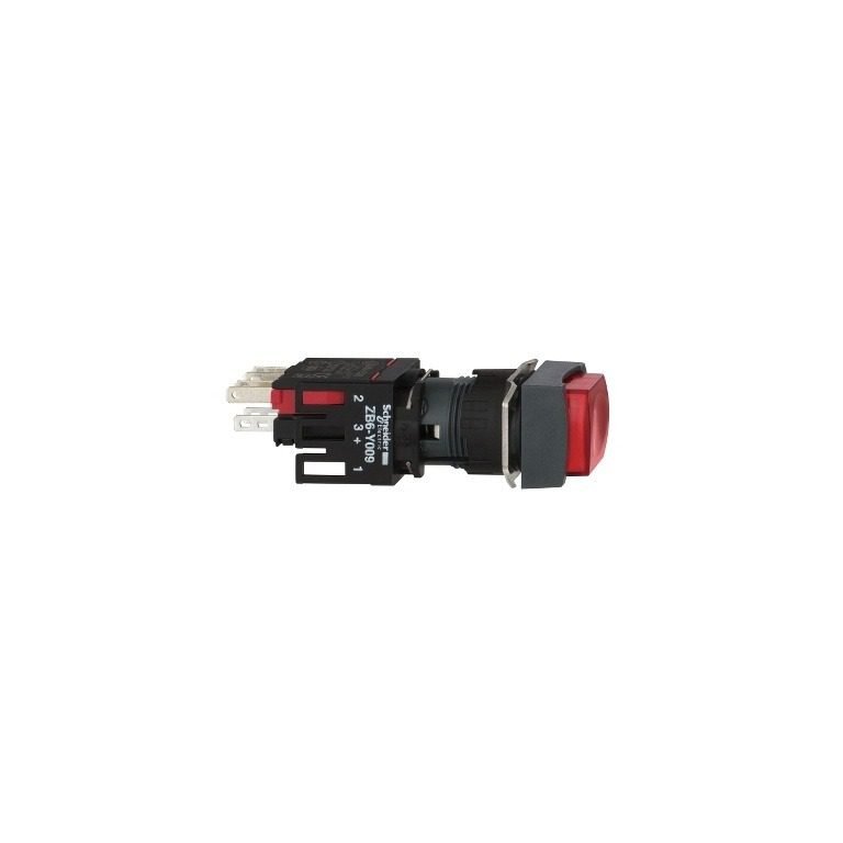 XB6CE4B2B red square projecting complete illum pushbutton Ø16 spring return 1NC 12 24V Schneider Electric xb6ce4b2b