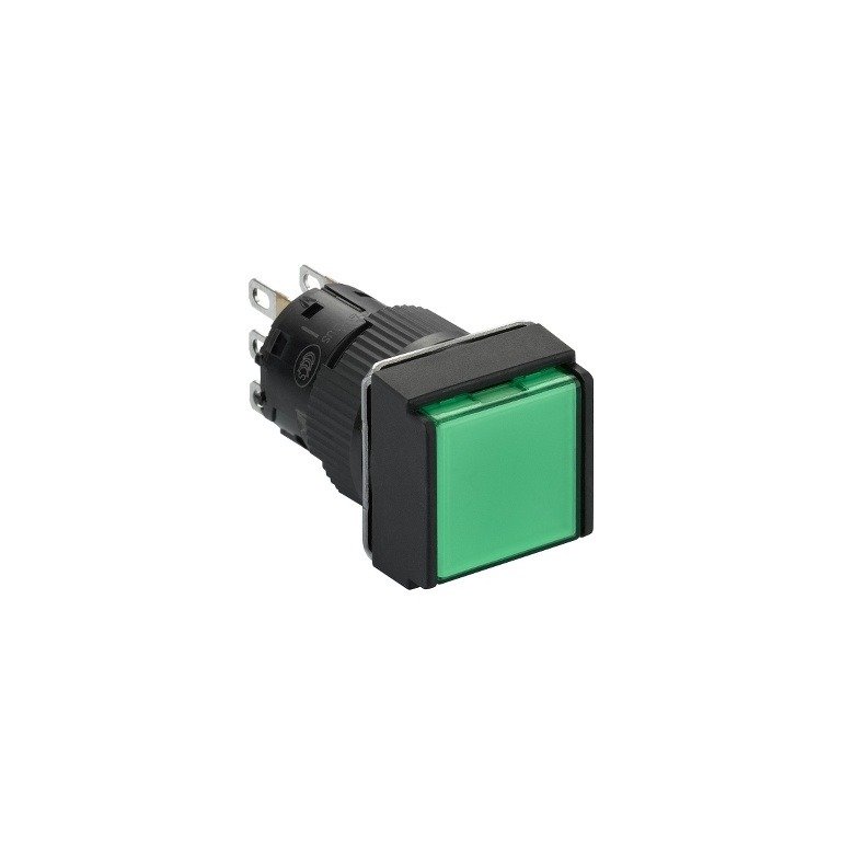 XB6ECF3B1P square green illuminated pushbutton Ø16-flush push to release 24 VDCpolarised1CO Schneider Electric xb6ecf3b1p