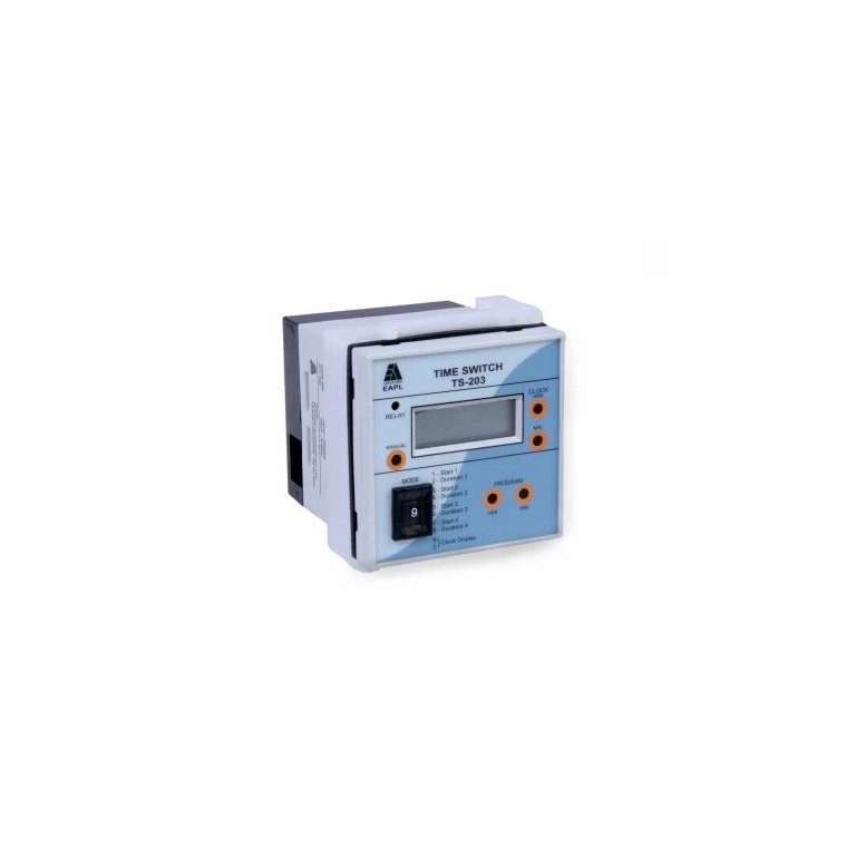 TS-203 Panel Mount External battery 2AA, 1.5V , Daily Time Switch 4 Switching per day Rly 1C O16A EAPL digital time switch ts