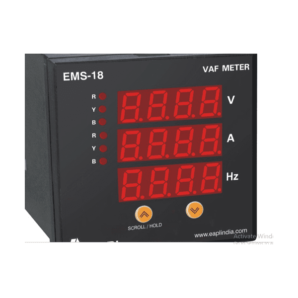 EMS-18 VAF Meter, Size 96 96, 3Phase 4Wire EAPL eapl ems series ems 18 vaf meter