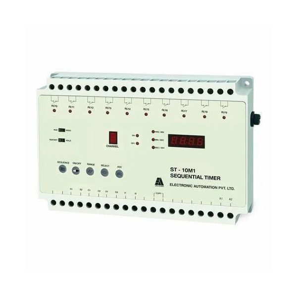 ST10-P1 10Channel timer with purging feedback relay, Sequential timer, 1Rly 1C-NO per chnl EAPL eapl st 10m1 sequential timer