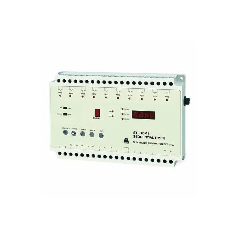 ST10-P1 10Channel timer with purging feedback relay, Sequential timer, 1Rly 1C-NO per chnl EAPL eapl st 10m1 sequential timer