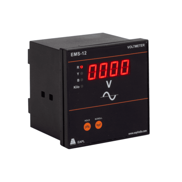 EMS-12s Single Phase Volt Meter, Size 96 96, Class 1 EAPL ems 12 ac voltmeter