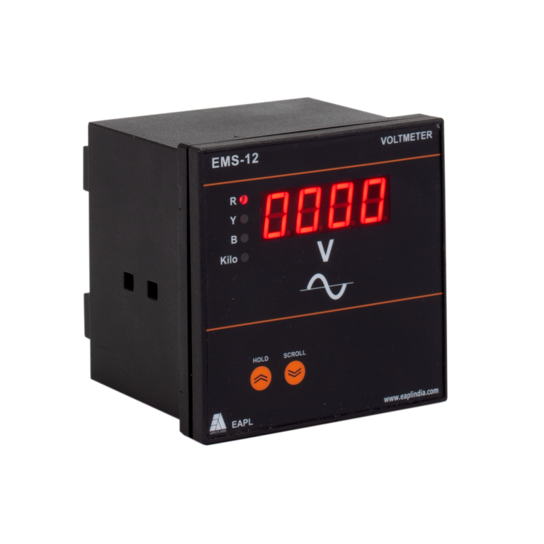 EMS-12s Single Phase Volt Meter, Size 96 96, Class 1 EAPL ems 12 ac voltmeter