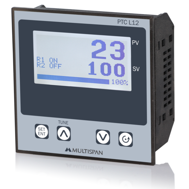PTC-L12 PTC-1202 UNIVERSAL INPUT PID CONTROLLER WITH ANALOG OUTPUT MODBUS FACILITY 96 X 96 X 54 MULTISPAN ptc l12