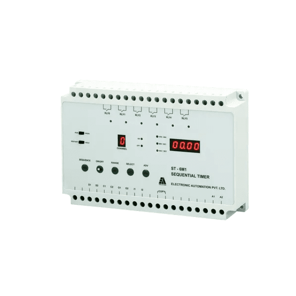 ST-6M1 IP 6Channel timer, IP66, Sequential timer, 1Rly 1C-NO per chnl EAPL st6m1 6 channel relay sequential timer 500 500 1