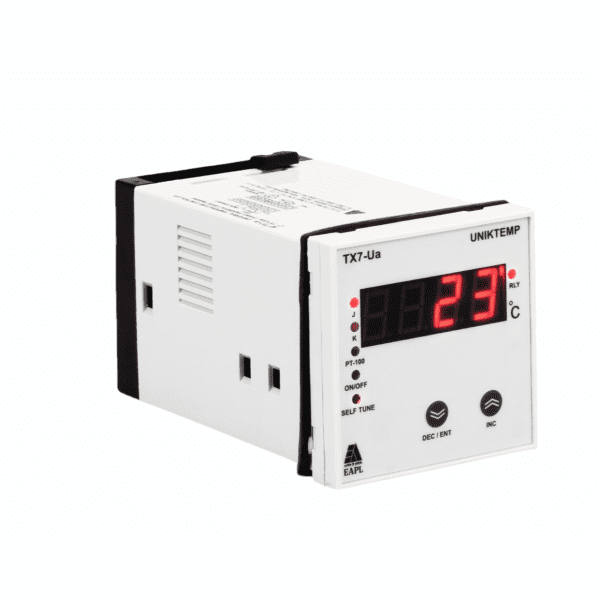 TX7-2A-U Dimension 72 72, 2set point, 2display Alarm type 1Rly c o per set point, J K PT-100 EAPL tx7 ua dual function single